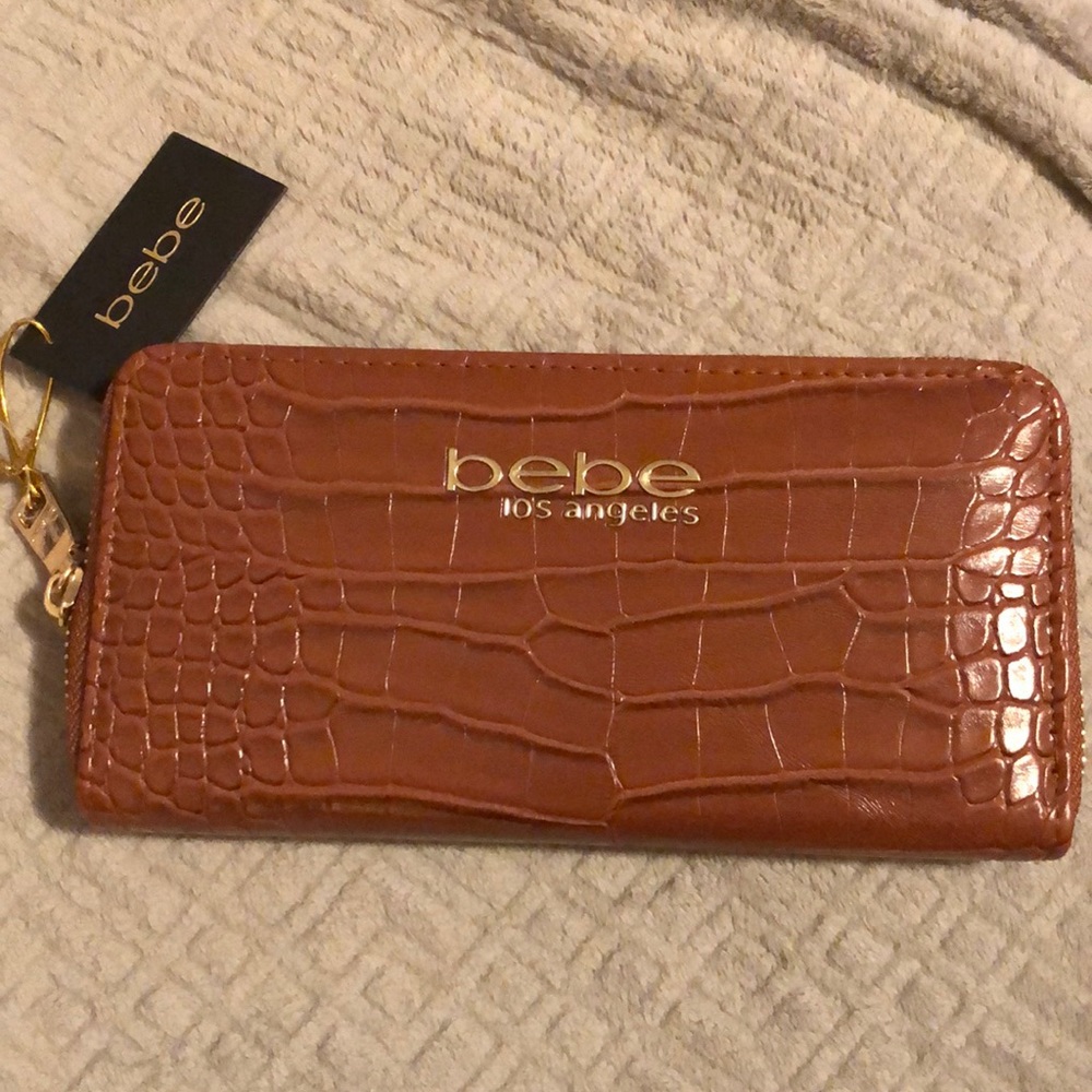 Bebe Wallet Wristlet - never used, brown leather